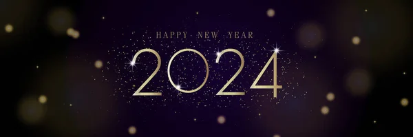 2024 Feliz Ano Novo Fundo Luxo Com Bokhe Brilhos Cartão — Vetor de Stock