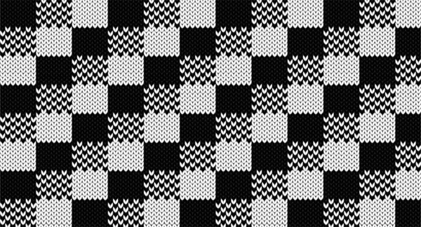 Siyah beyaz gingham örgü desenli, Şen Süveter Tasarımı. Kusursuz Örülmüş Desen