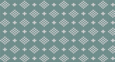 Yeşil örgü desenli beyaz geomatriksi, Festive Sweater Design, Pürüzsüz örgü deseni, Vintage moda tasarımı.