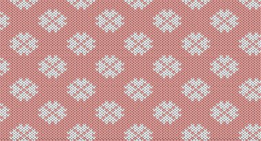 White flowers on sweet pink knitted pattern,Festive Sweater Design. Seamless Knitted Pattern