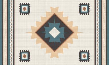 Güzel etnik yerli Meksika tarzı halı, Navajo kabile vektörünün pürüzsüz deseni, Yerli Amerikan süsü, Etnik Güney Batı dekoru tarzı, Boho geometrik süsü.