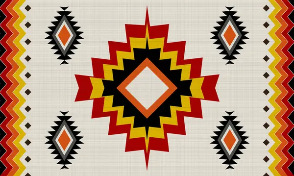 Siyah ve kırmızı zigzag etnik Meksika tarzı halı, Navajo kabile vektörünün pürüzsüz deseni, Yerli Amerikan süsü, Etnik Güney Batı dekorasyon tarzı, Boho geometrik süslemesi.