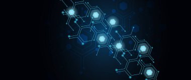 Soyut altıgen arkaplan. Teknoloji çocuk felci tasarımı. Dijital gelecekçi minimalizm