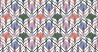 Pastel geometrik örgü pattrn, Şen Süveter Tasarımı. Kusursuz Örülmüş Desen