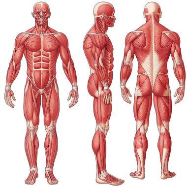 Beyaz arka planda insan kas anatomisi
