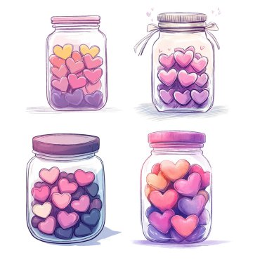 Sevgililer Günü elementi için kalp şeklinde şeker kavanozunu hazırlayın.