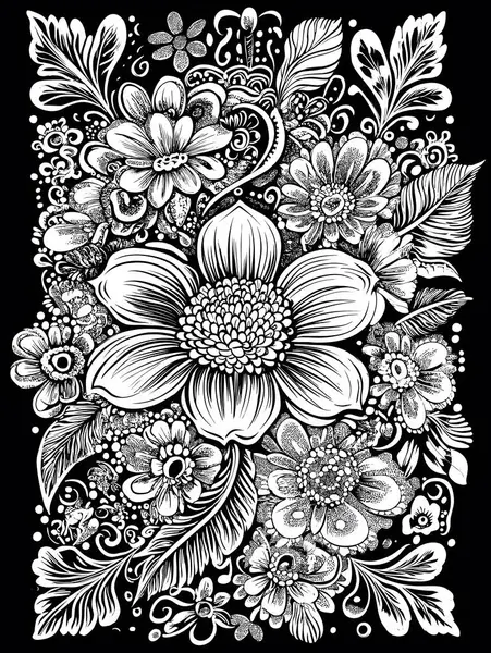 Boyama kitabı için ayrıntılı çiçek