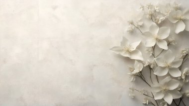 Metin için boşluk olan beyaz çiçek arkaplanı.