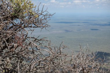 Tünellerden Arjantin 'in Cordoba dağlarının manzarası.