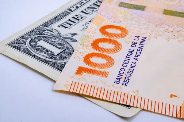 Bin Arjantin pezosu ve bir dolar.