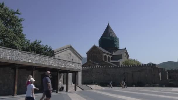 Muren Van Georgische Svetitskhoveli Kathedraal Mtskheta Georgië — Stockvideo