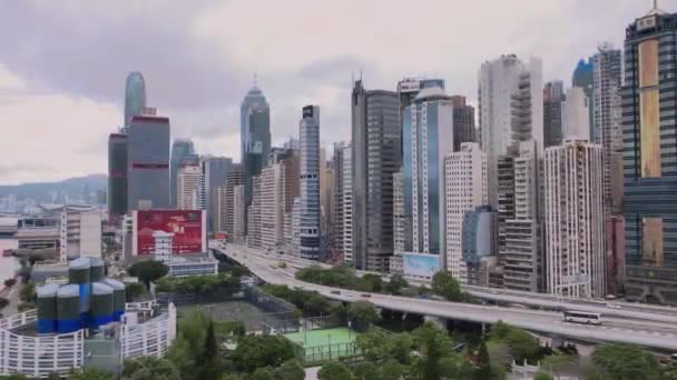 Aerial Panorama Skyscrapers Hong Kong Residential Area — Stockvideo