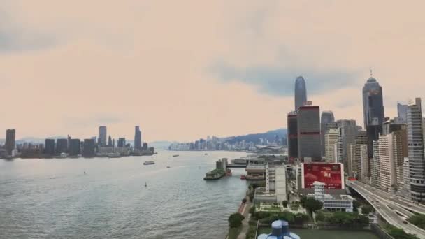 Aerial Panorama Skyscrapers Hong Kong Residential Area — Vídeo de stock