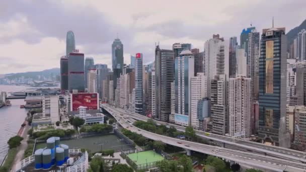 Arranha Céus Aéreos Panorama Área Residencial Hong Kong Cima — Vídeo de Stock