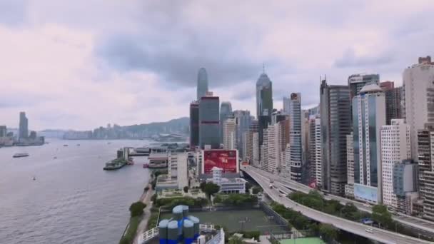 Grattacieli Panoramici Aerei Della Zona Residenziale Hong Kong Dall Alto — Video Stock