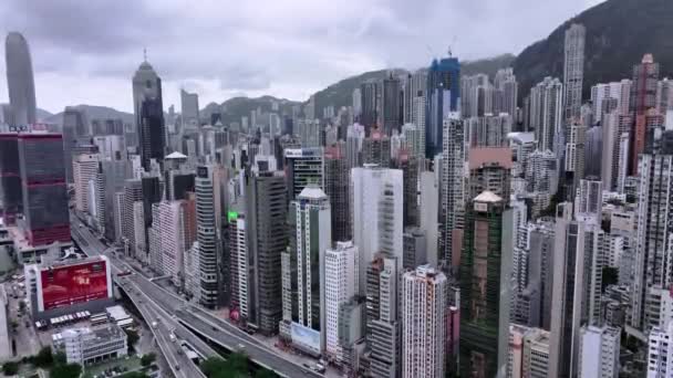 Rascacielos Panorámicos Aéreos Zona Residencial Hong Kong Desde Arriba — Vídeo de stock