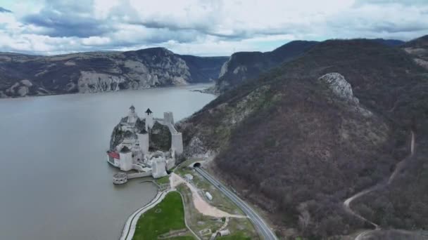 Golubatskaja Fästning Kusten Donau Serbien — Stockvideo