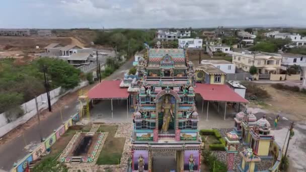 Small Traditional Hindu Temple Island Mauritius Aerial View — Video
