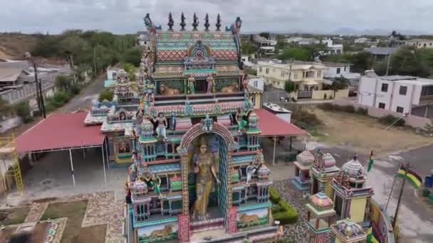 Petit Temple Hindou Traditionnel Sur Île Maurice Vue Aérienne — Video