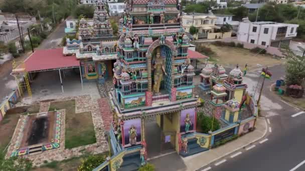 Small Traditional Hindu Temple Island Mauritius Aerial View — Stock Video