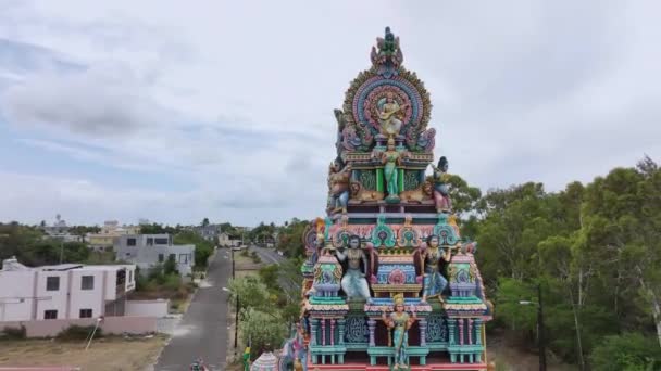 Маленький Традиційний Індуїстський Храм Острові Маврикій Повітряний Вид — стокове відео