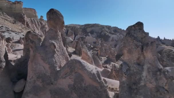 Unique Rocks Goreme National Park Turkey Aerial — Video