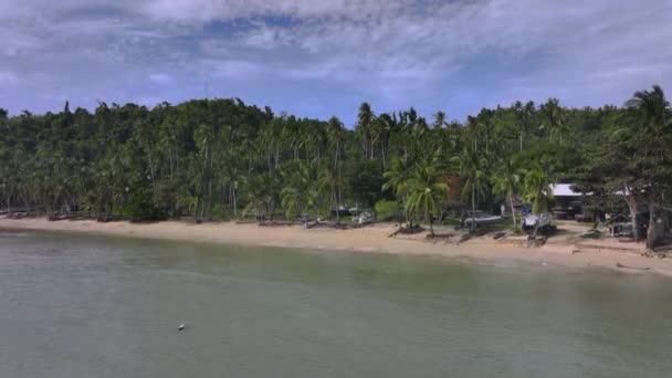 Fishing Village Ocean Island Palawan Philippines Aerial View — Stok Video