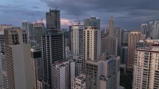 High Rise Buildings Makati Business District Manila Philippines Aerial — Stock Video