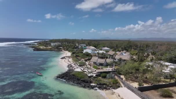 Luxury Villas Boat Shore Mauritius Aerial View — Vídeos de Stock