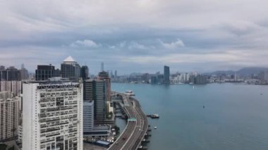 Victoria Harbour, Daytime Panorama of Hong Kong, Aerial View