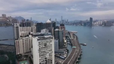Victoria Harbour, Daytime Panorama of Hong Kong, Aerial View
