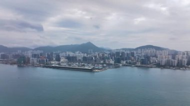 Victoria Harbour, Daytime Panorama of Hong Kong, Aerial View