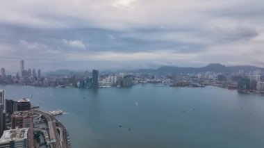 Victoria Harbour, Daytime Panorama of Hong Kong, Aerial View