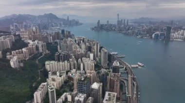 Victoria Harbour, Daytime Panorama of Hong Kong, Aerial View