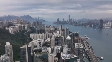 Victoria Harbour, Daytime Panorama of Hong Kong, Aerial View