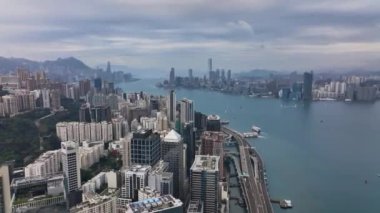 Victoria Harbour, Daytime Panorama of Hong Kong, Aerial View