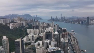 Victoria Harbour, Daytime Panorama of Hong Kong, Aerial View