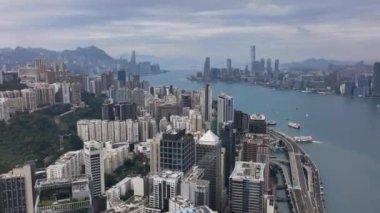 Victoria Harbour, Daytime Panorama of Hong Kong, Aerial View