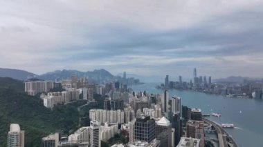 Victoria Harbour, Daytime Panorama of Hong Kong, Aerial View