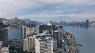Victoria Harbour, Daytime Panorama of Hong Kong, Aerial View