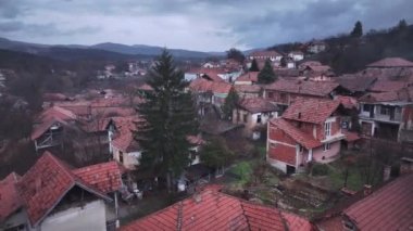 Tiled Roofs Of Houses In A Serbian Village, Aerial View