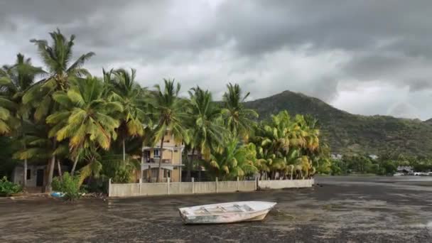 Case Gente Del Posto Tra Palme Tropicali Mauritius Vista Aerea — Video Stock