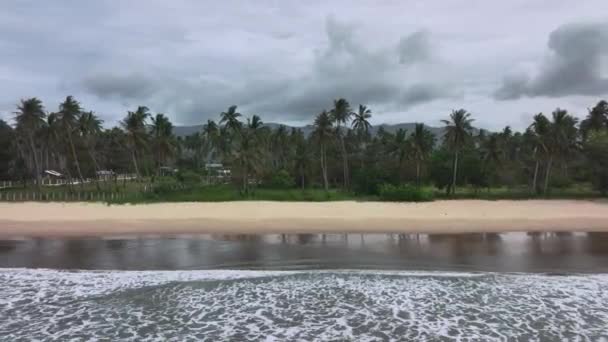 Waves Deserted San Vicente Long Beach Palawan Island Aerial View — ストック動画