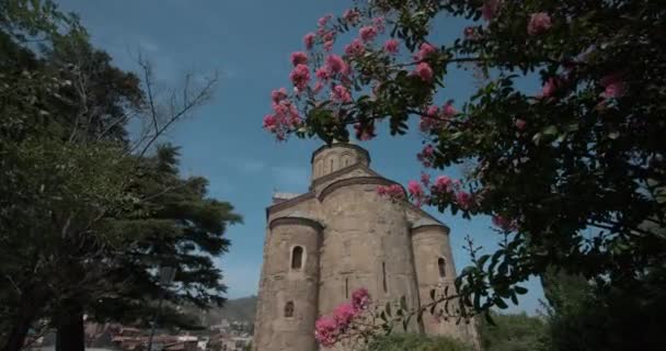 Tiflis Gürcistan Daki Metekhi Kilisesi — Stok video