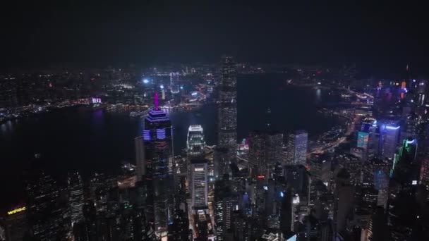 Whole Illuminated Hong Kong Aerial View — 비디오
