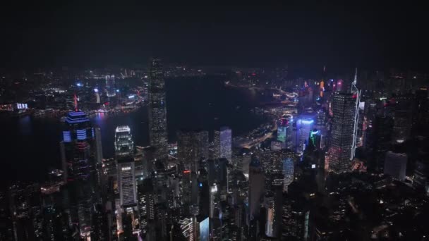 Whole Illuminated Hong Kong Aerial View — 비디오