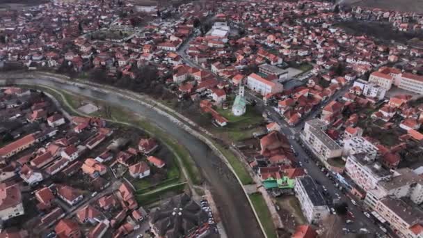 Panorama Pusat Kota Knjazevac Pemandangan Udara Serbia — Stok Video