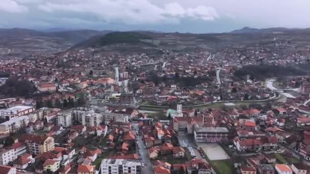 Panorama Centro Cidade Knjazevac Vista Aérea Sérvia — Vídeo de Stock