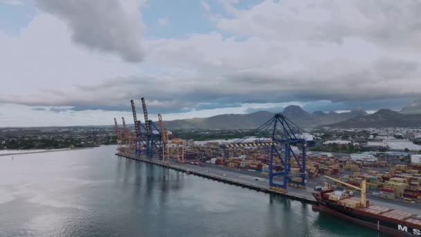 Terminal Towarowy Port Louis Widok Lotu Ptaka Mauritius — Wideo stockowe