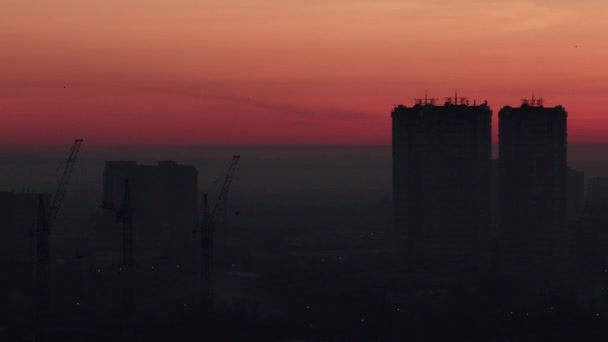 Timelapse Şehir Manzarası Nşaat Turnaları Şehir Görünümü — Stok video